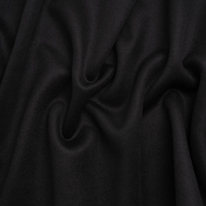 Brushed Wool Blend Twill Coating - Black - Deadstock