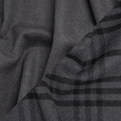 Brushed Wool Blend Double Cloth Twill Coating - Gray and Black Plaid - Deadstock