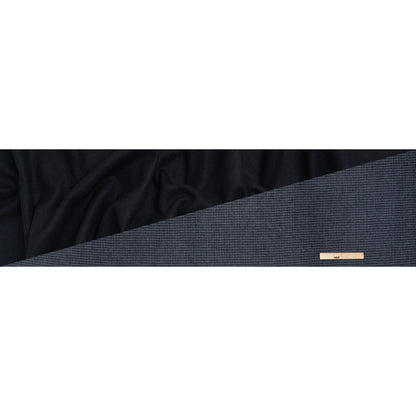 Brushed Wool Blend Double Cloth Coating - Navy and Light Blue Little Houndstooth and Solid - Deadstock - Full