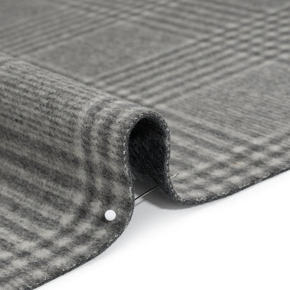 Brushed Wool Blend Double Cloth Coating - Heathered Gray and Off White Windowpane Checks and Glen Plaid - Deadstock Detail