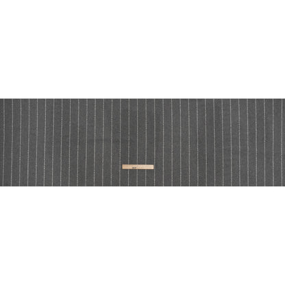 Brushed Wool Blend Double Cloth Twill Coating - Heathered Gray and White Textured Chalk Stripes - Deadstock - Full