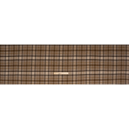 Brushed Wool Blend Double Cloth Twill Coating - Brown, Tan and Beige Plaid - Deadstock - Full