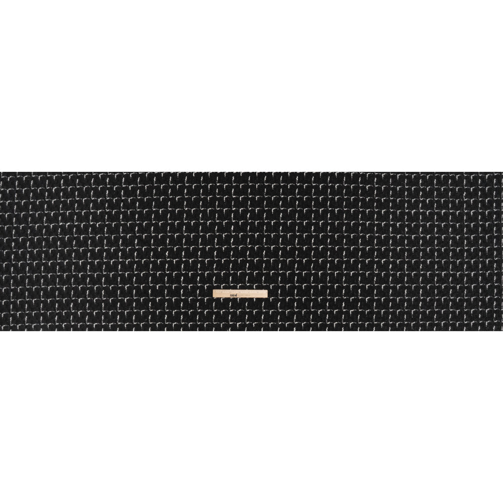 Wool Blend Tweed with Metallic Accents - Black and White Plaid - Full