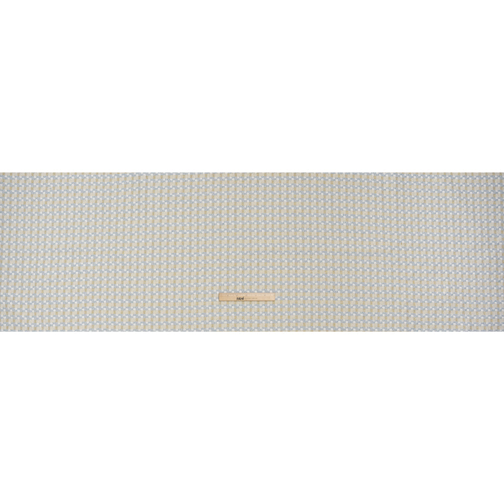 Metallic Polyester Tweed - Baby Blue, White and Gold Plaid - Deadstock - Full