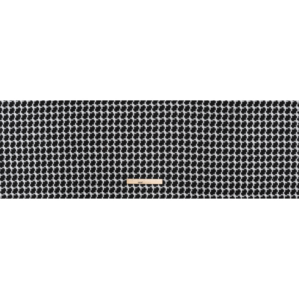 Wool Blend Tweed with Clear Baby Sequins - Black and White Chunky Houndstooth - Deadstock - Full