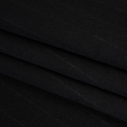 Brushed Wool Blend Double Cloth Coating - Black and Gray Chalk Stripes - Deadstock Folded