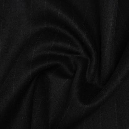 Brushed Wool Blend Double Cloth Coating - Black and Gray Chalk Stripes - Deadstock