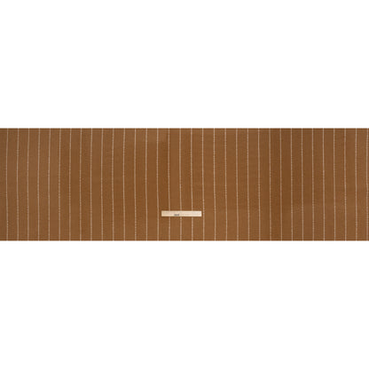 Brushed Wool Blend Double Cloth Twill Coating - Camel Brown and White Textured Chalk Stripes - Deadstock - Full