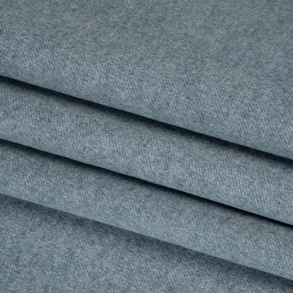 Brushed Wool Blend Twill Double Cloth Coating - White and Light Blue Heathered - Deadstock Folded
