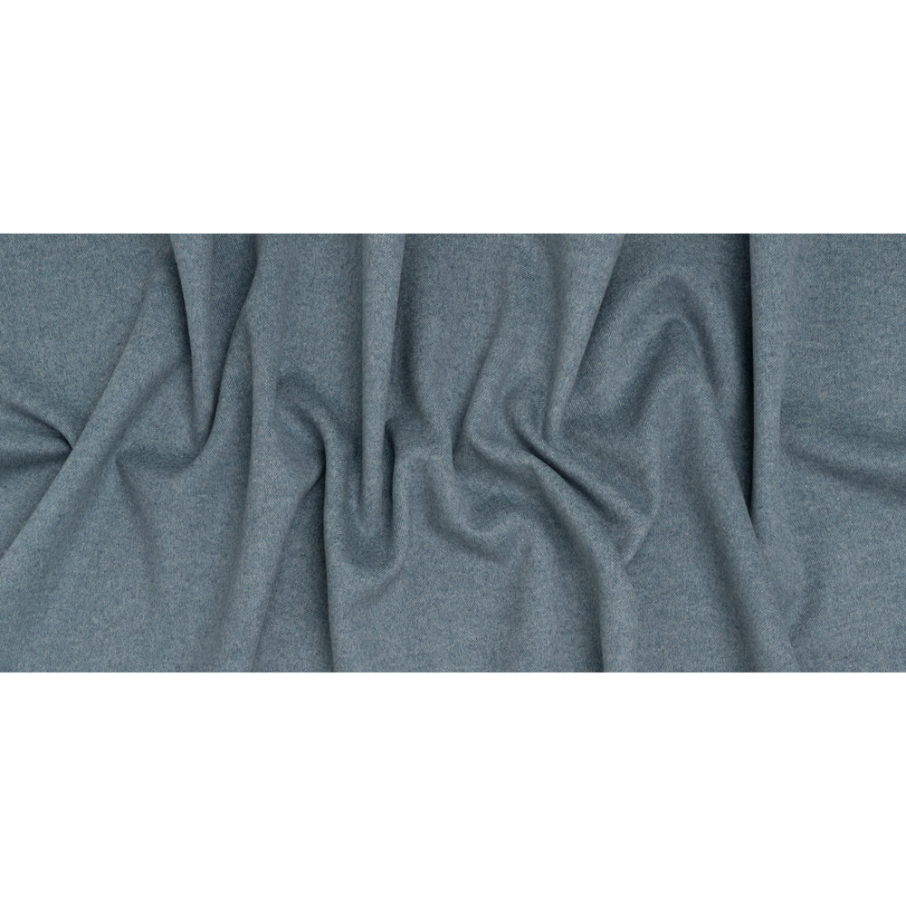 Brushed Wool Blend Twill Double Cloth Coating - White and Light Blue Heathered - Deadstock - Full