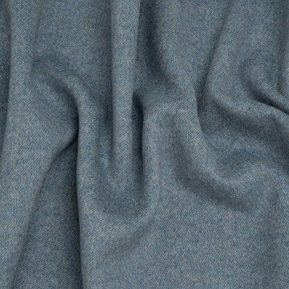 Brushed Wool Blend Twill Double Cloth Coating - White and Light Blue Heathered - Deadstock