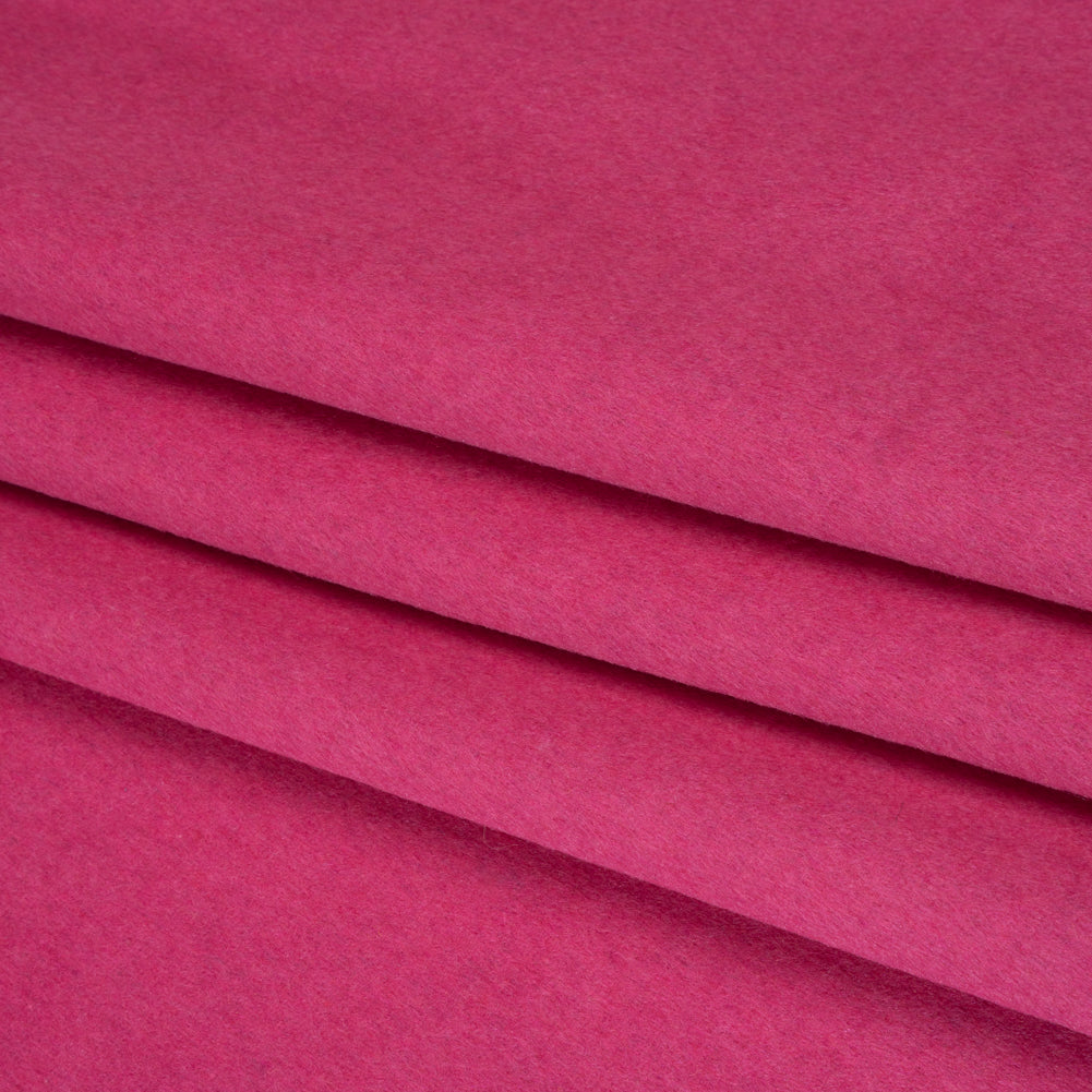 Brushed Wool Blend Twill Coating - Hot Pink - Deadstock Folded