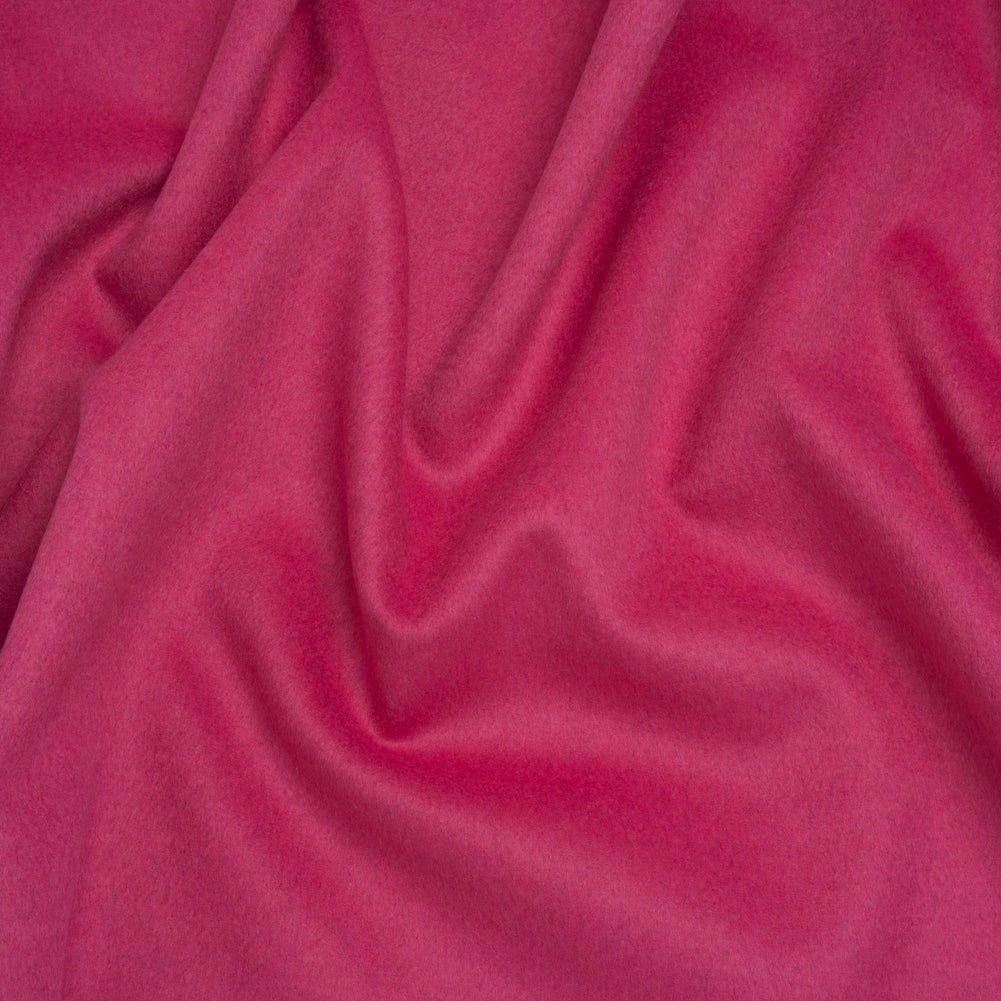 Brushed Wool Blend Twill Coating - Hot Pink - Deadstock