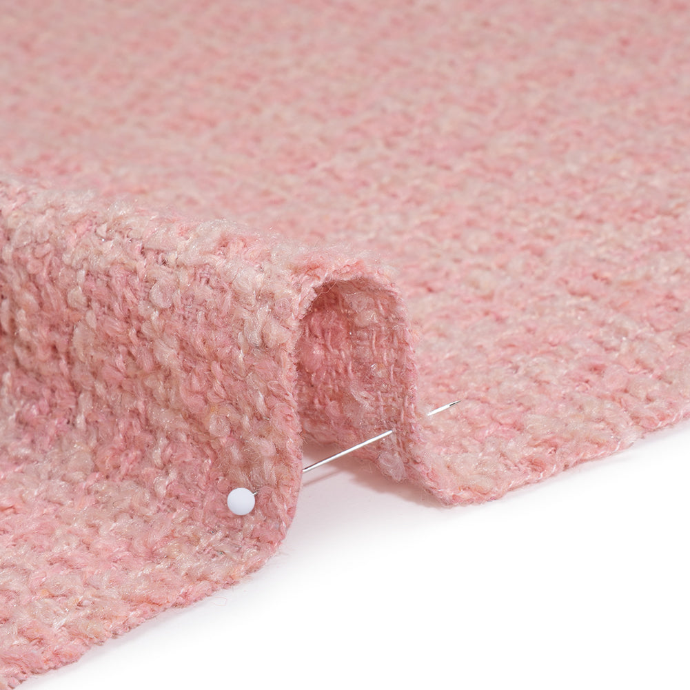 Polyester Boucle Tweed - Baby Pink Subtle Checks - Deadstock Detail