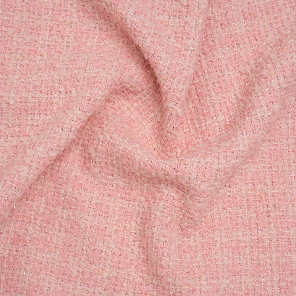 Polyester Boucle Tweed - Baby Pink Subtle Checks - Deadstock