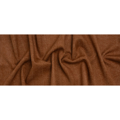 Brushed Wool Blend Twill Double Cloth Coating - Russet Brown and White Herringbone - Deadstock - Full