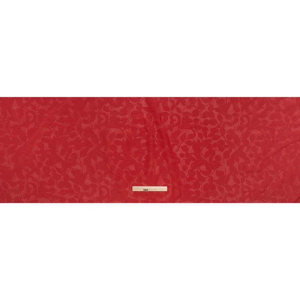 Polyester Burnout Jacquard - Red Floral and Checks - Designer Deadstock - Full