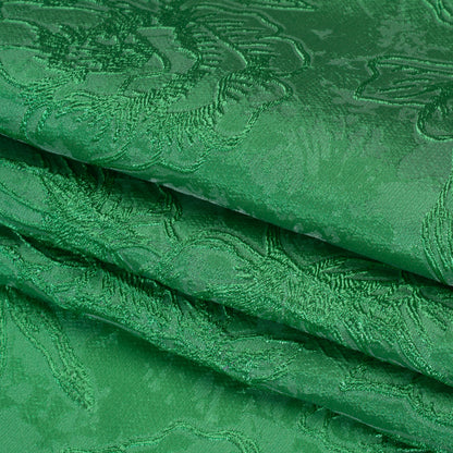 Metallic Polyester Brocade - Lime Green Floral - Deadstock Folded