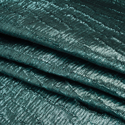 Metallic Polyester Brocade - Light Teal and Black Textured Ripples - Deadstock Folded