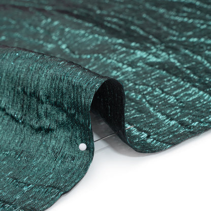 Metallic Polyester Brocade - Light Teal and Black Textured Ripples - Deadstock Detail