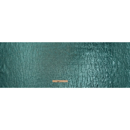 Metallic Polyester Brocade - Light Teal and Black Textured Ripples - Deadstock - Full