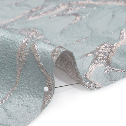 Metallic Polyester Brocade - Light Blue and Pale Rose Abstract - Deadstock Detail
