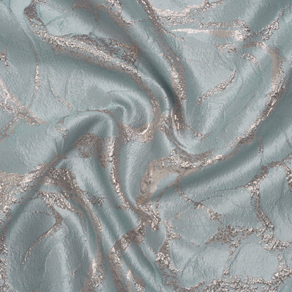 Metallic Polyester Brocade - Light Blue and Pale Rose Abstract - Deadstock