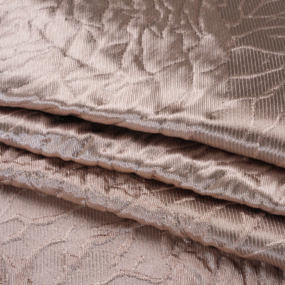 Metallic Polyester Brocade - Dusty Peach Cabbage Roses with Black Backing - Deadstock Folded