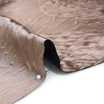 Metallic Polyester Brocade - Dusty Peach Cabbage Roses with Black Backing - Deadstock Detail