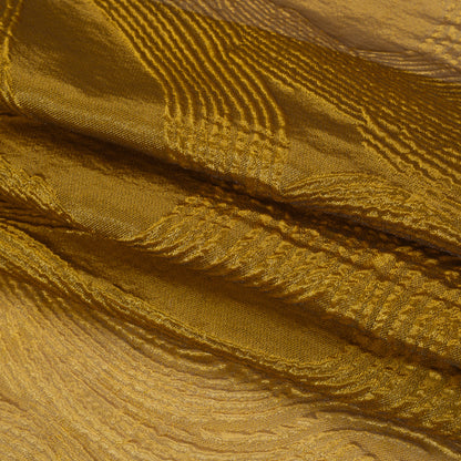 Sheer Metallic Polyester Brocade - Gold Paisley Drops - Deadstock Folded