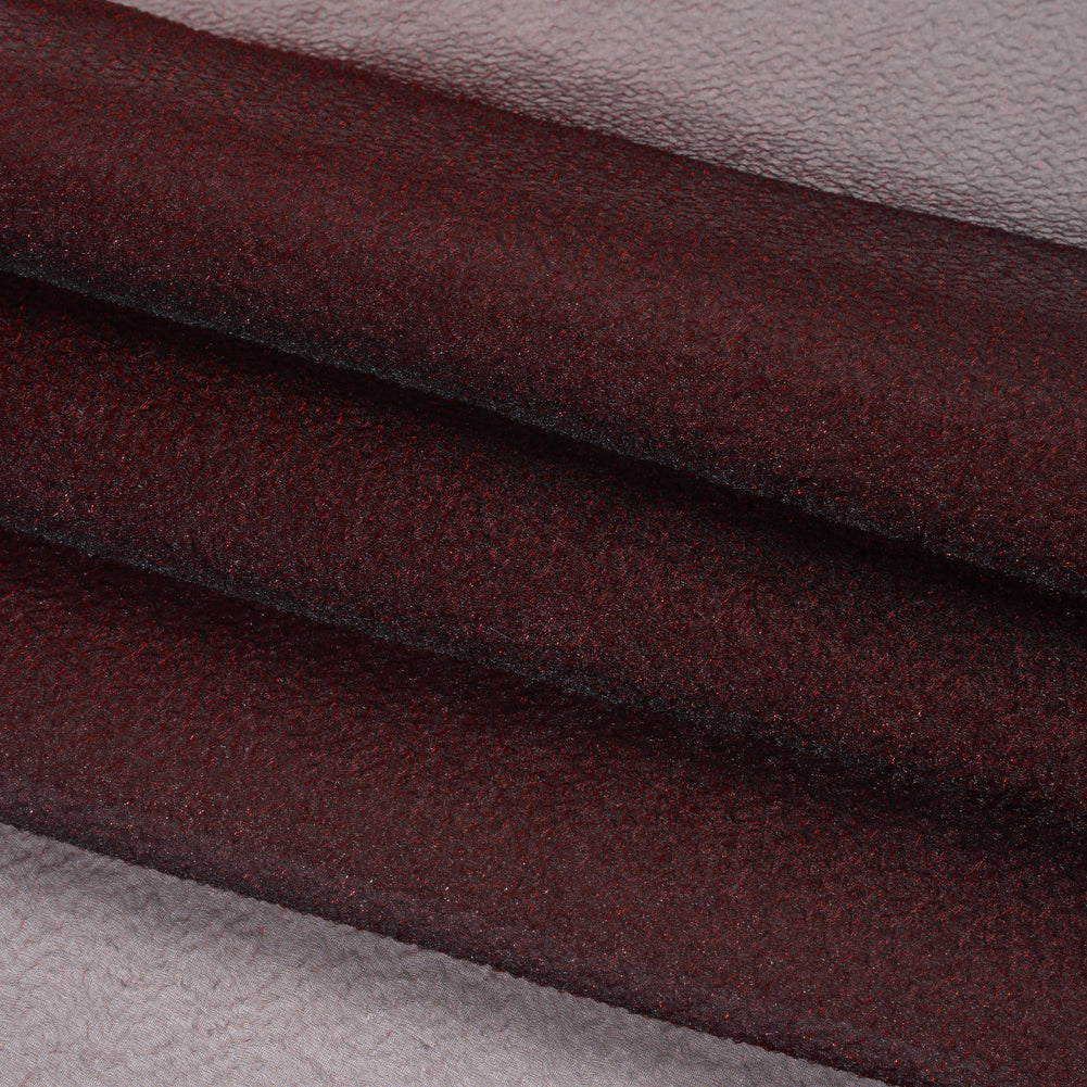 Metallic Shimmer Bubble Organza - Wine Red - Deadstock Folded