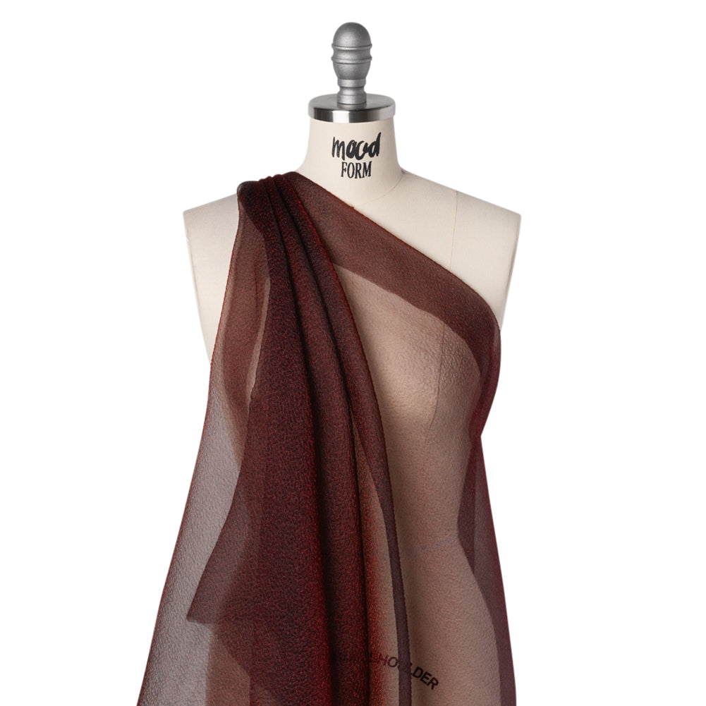 Metallic Shimmer Bubble Organza - Wine Red - Deadstock Drape