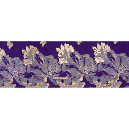 Metallic Polyester Brocade - Royal Purple, Lilac and Gold Floral - Deadstock - Full