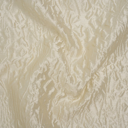 Luminous Polyester Brocade - Ivory Flowers and Lines - Deadstock