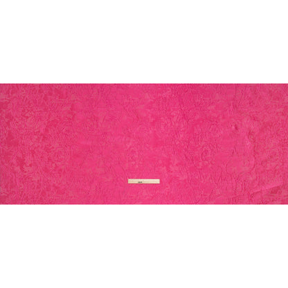 Metallic Polyester Brocade - Hot Pink Floral - Deadstock - Full