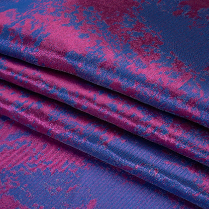 Luminous Polyester Brocade - Purple and Magenta Abstract - Deadstock Folded