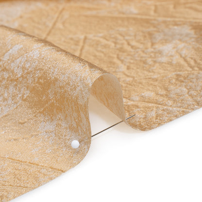 Luminous Polyester Brocade - Golden Tan Abstract Lines - Deadstock Detail