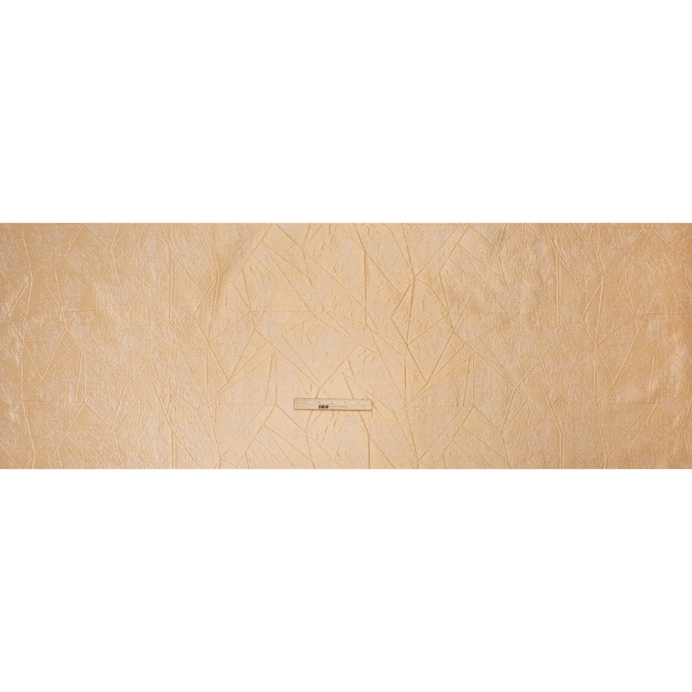 Luminous Polyester Brocade - Golden Tan Abstract Lines - Deadstock - Full