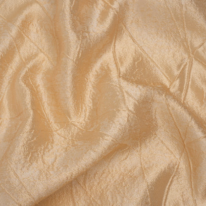 Luminous Polyester Brocade - Golden Tan Abstract Lines - Deadstock