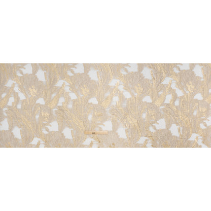 Metallic Polyester Burnout Brocade - Ivory and Gold Abstracted Florals - Deadstock - Full