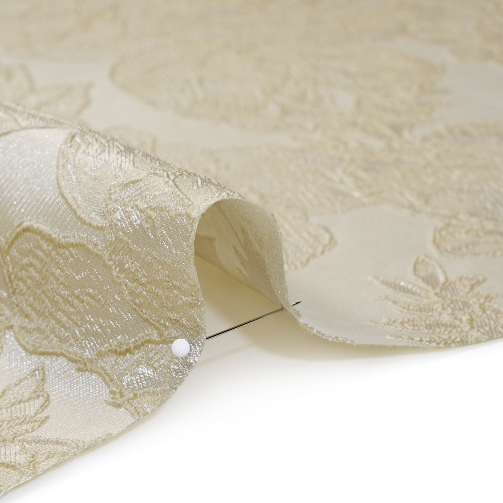 Polyester Brocade - Ivory Rose Garden - Deadstock Detail
