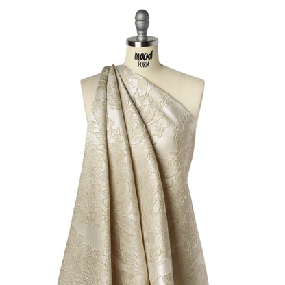 Polyester Brocade - Ivory Rose Garden - Deadstock Drape