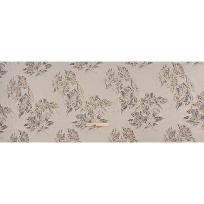 Metallic Polyester Brocade - Pale Pink, Steel Blue and Gold Floral - Deadstock - Full