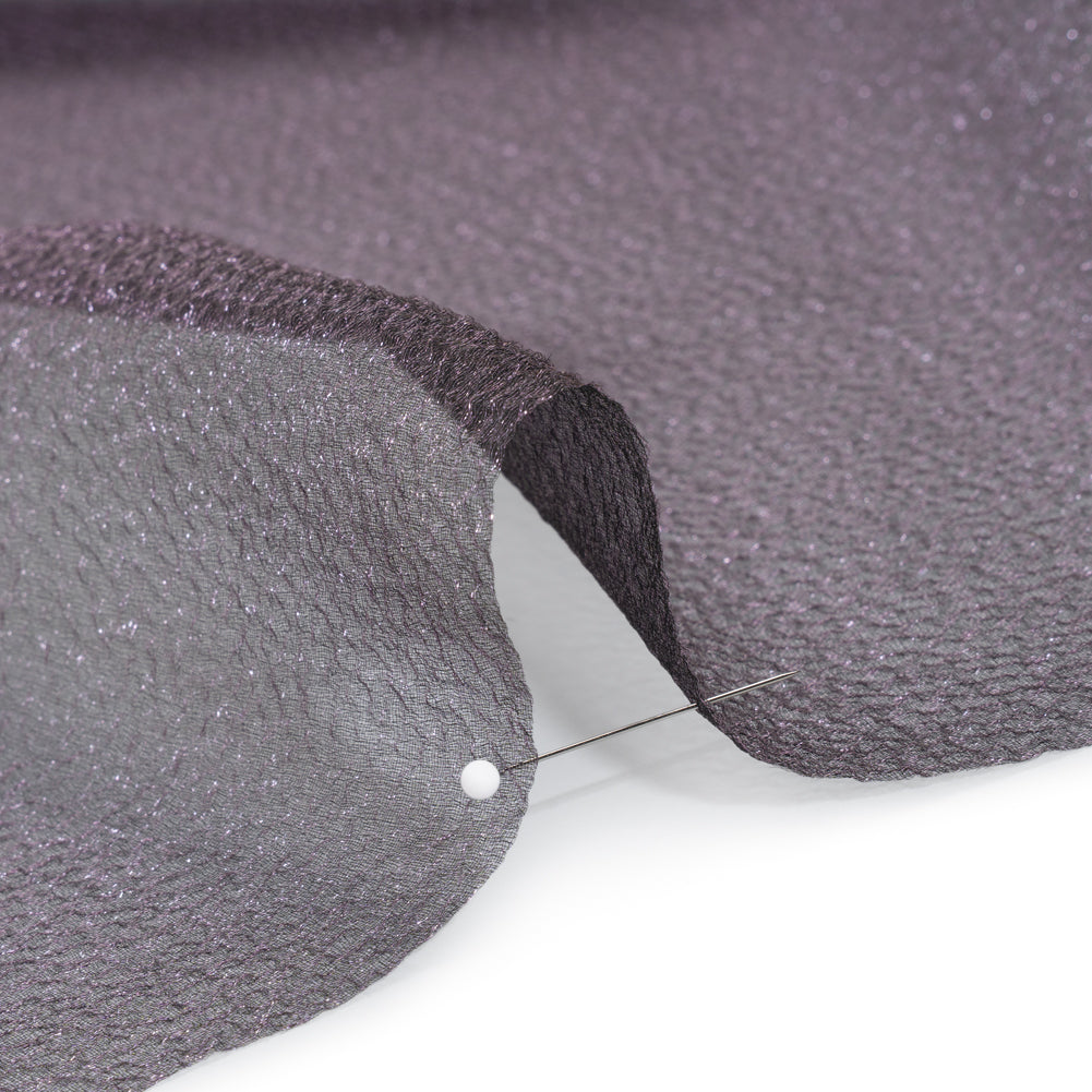 Metallic Shimmer Bubble Organza - Plum Purple - Deadstock Detail