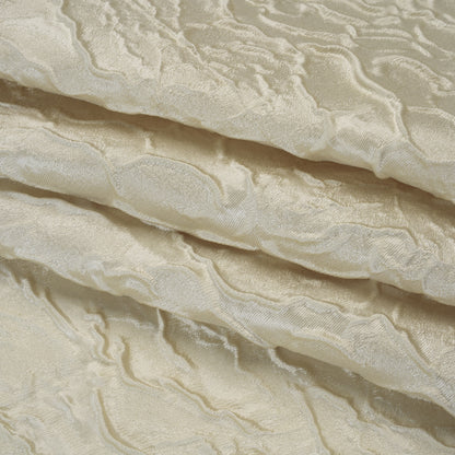 Metallic Polyester Brocade - Ivory Abstract Lines - Deadstock Folded