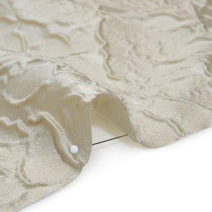 Metallic Polyester Brocade - Ivory Abstract Lines - Deadstock Detail