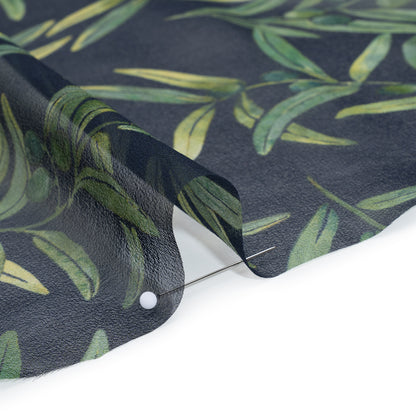 Silk Chiffon Print by Carolina Herrera - Midnight Navy and Green Olive Branches - Designer Deadstock