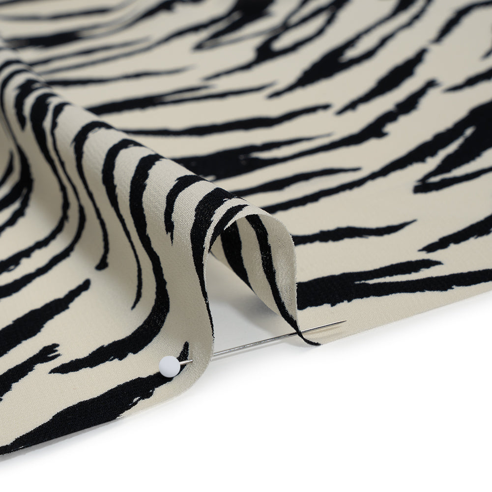 Viscose Georgette Print - Black and White Zebra Stripes - Designer Deadstock - Detail