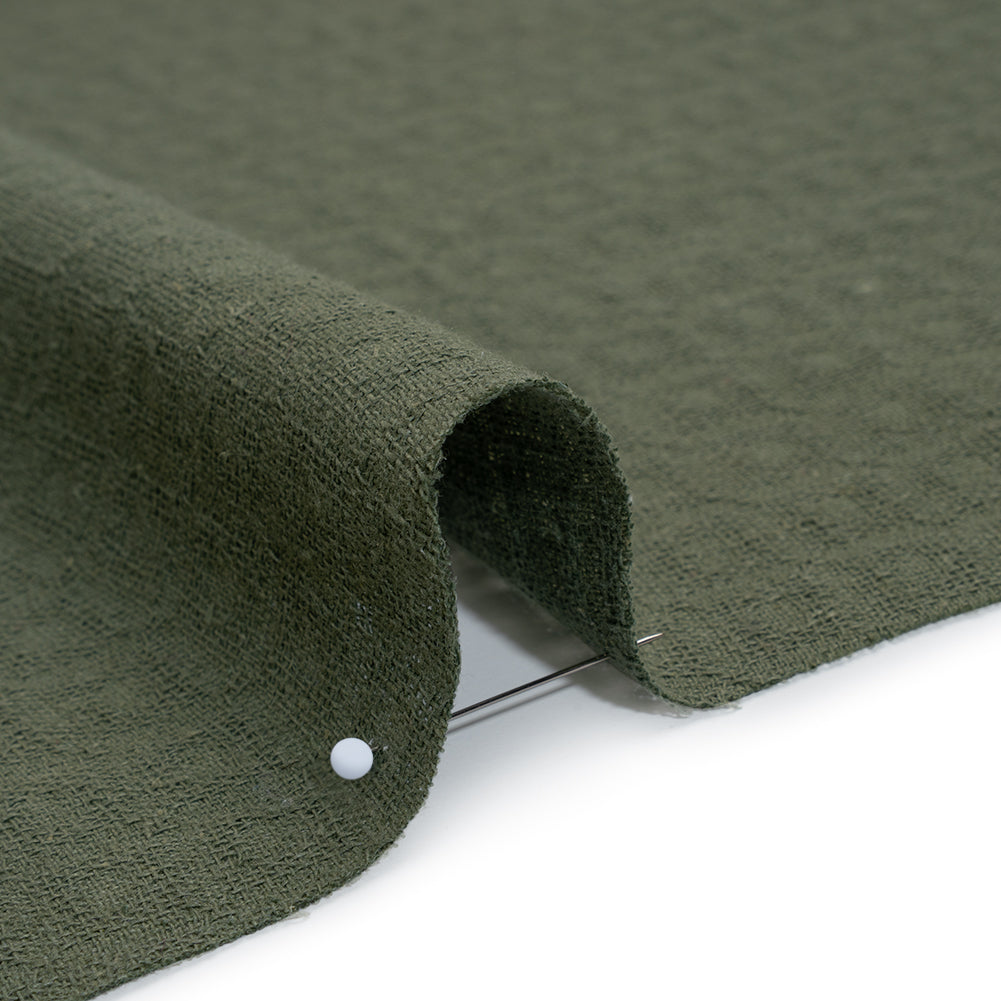 Linen and Cotton Waffle Woven Made in Italy - Sage Green - Detail