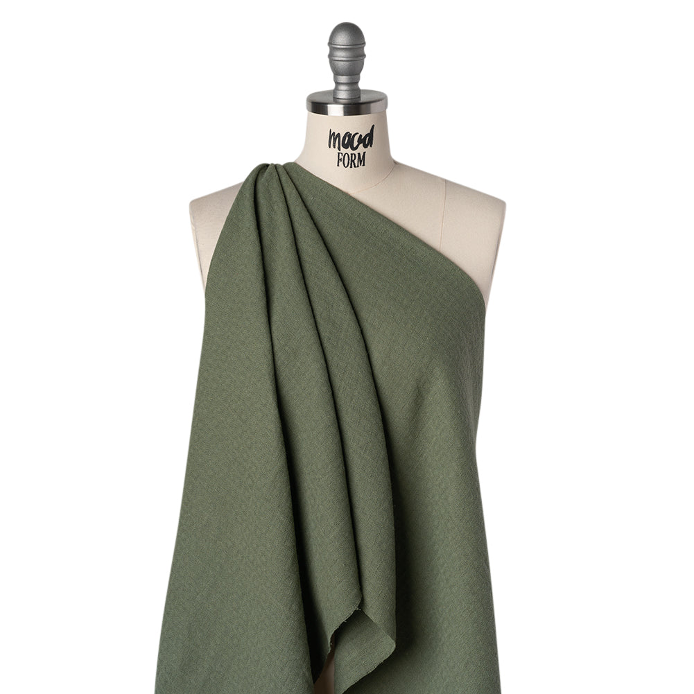 Linen and Cotton Waffle Woven Made in Italy - Sage Green - Drape
